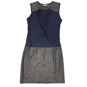 Charming Girl Womans Navy Blue Faux Leather Dress Size Large